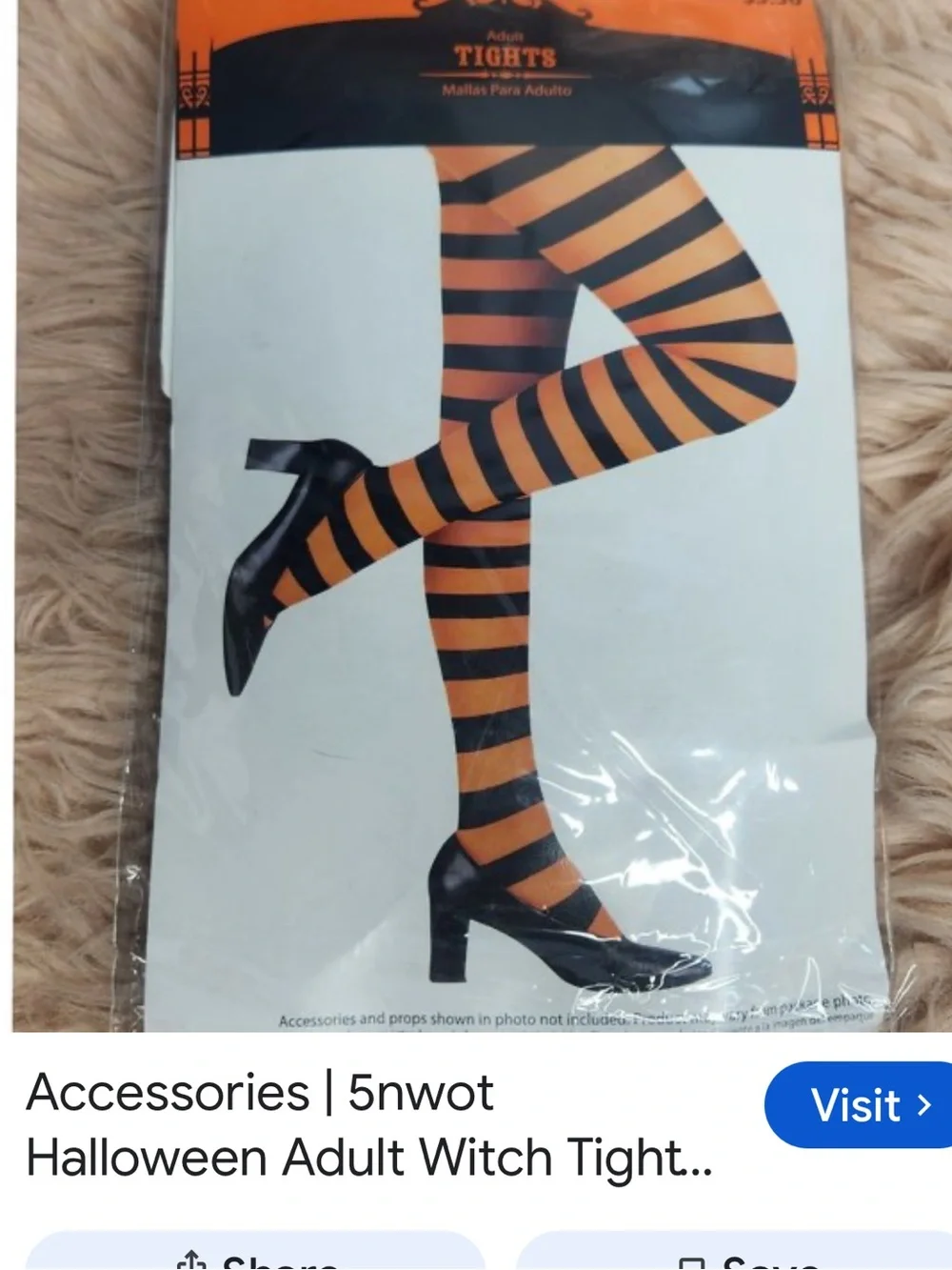 #3031**Halloween Women's Orange and Black Striped Witch Tights - Unbranded